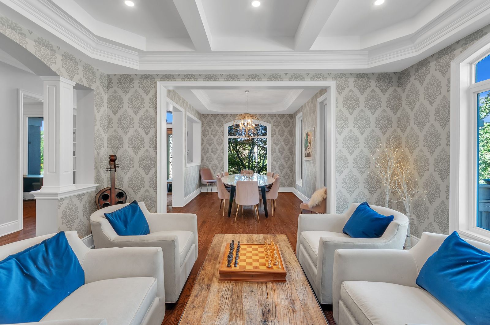 Formal living room with natural light