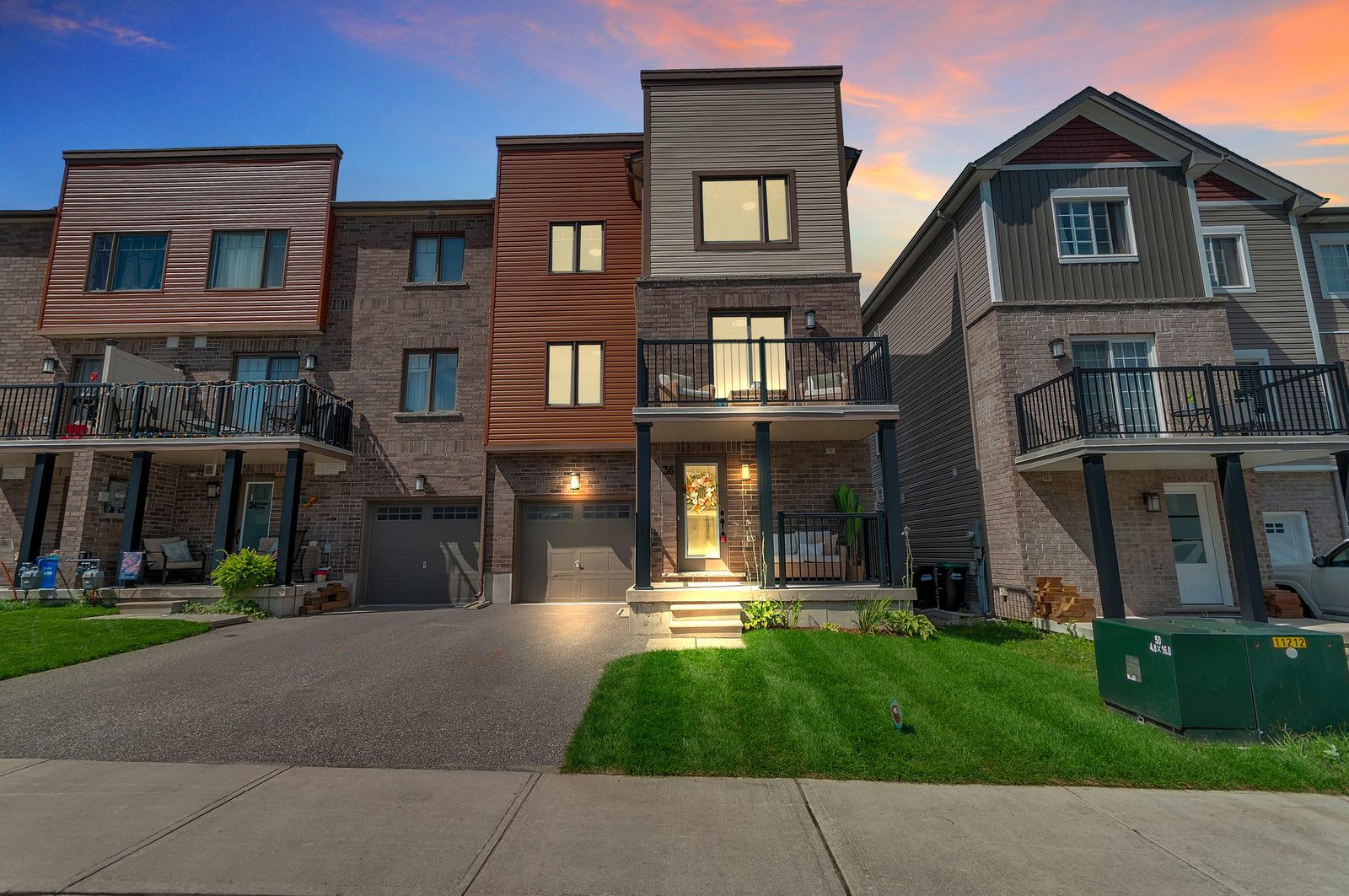 Day-to-dusk conversion of a modern townhome